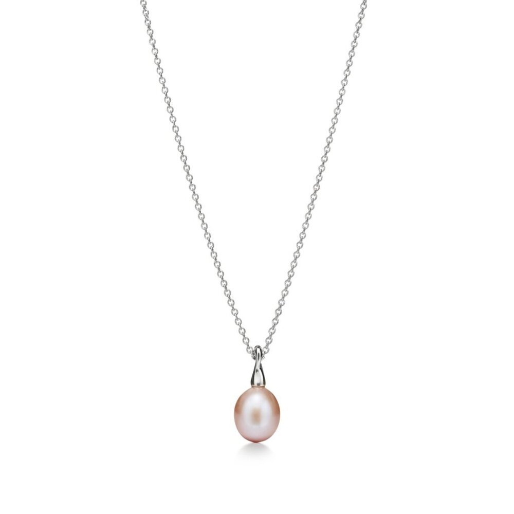 Tiffany & Co. Silver Necklace with Pink Pearl Pendant